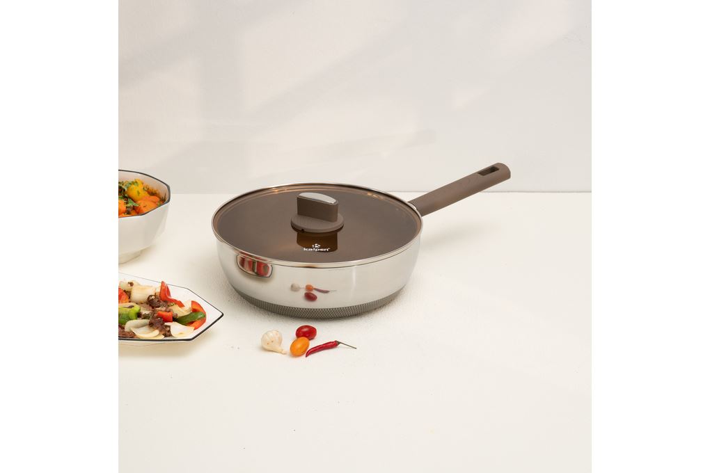 Chảo inox chống dính đáy từ 24 cm Kalpen Shield TS24 Màu Inox