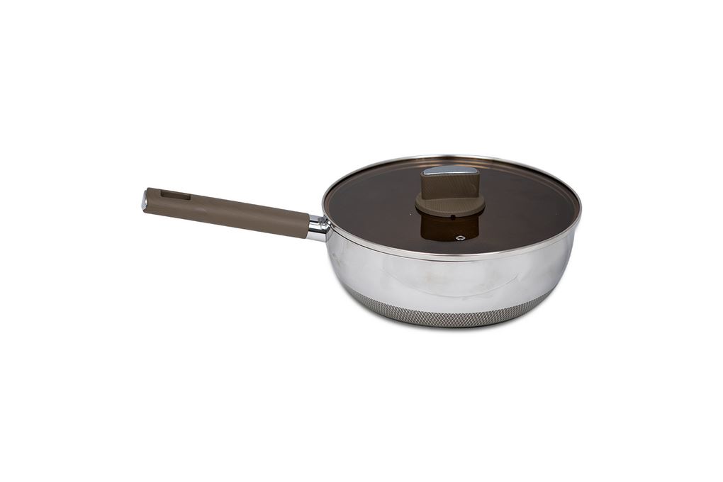 Chảo inox chống dính đáy từ 24 cm Kalpen Shield TS24 Màu Inox