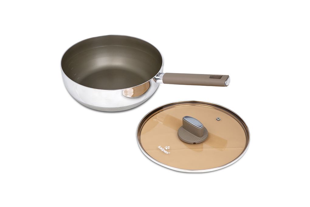 Chảo inox chống dính đáy từ 24 cm Kalpen Shield TS24 Màu Inox