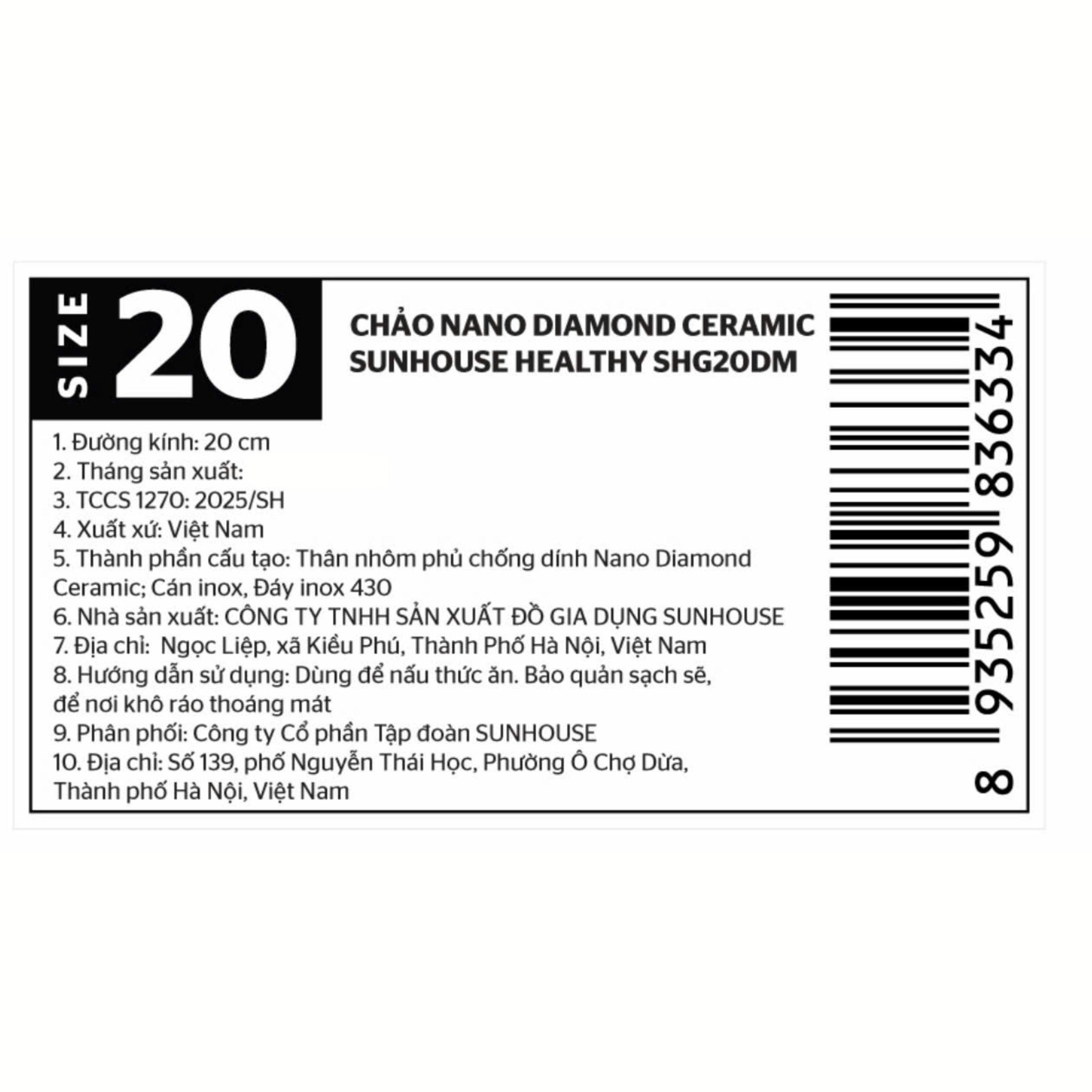 Chảo nhôm chống dính đáy từ 20 cm Sunhouse Healthy SHG20DM Màu Xanh lá
