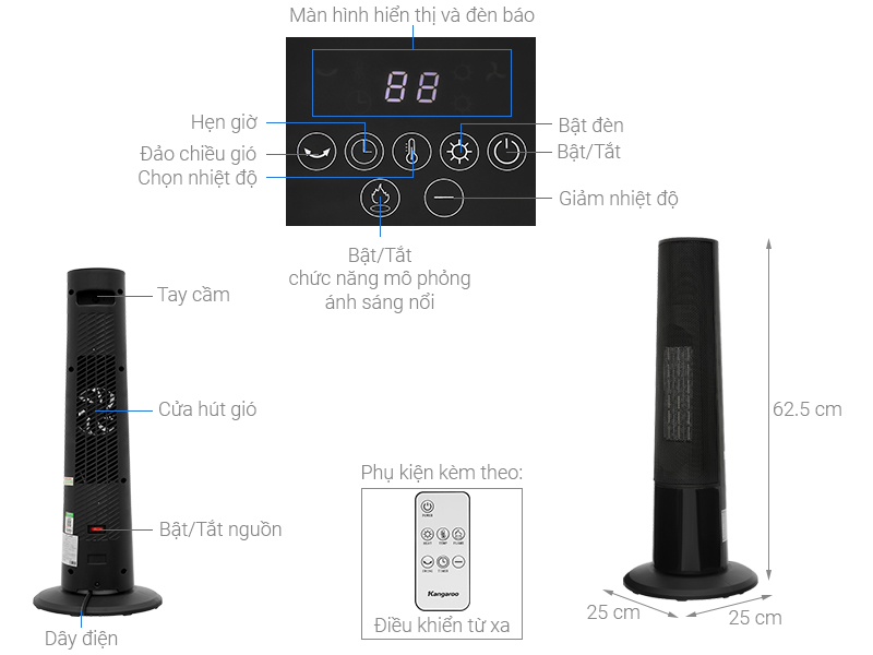 Quạt sưởi gốm Kangaroo KGAH06G