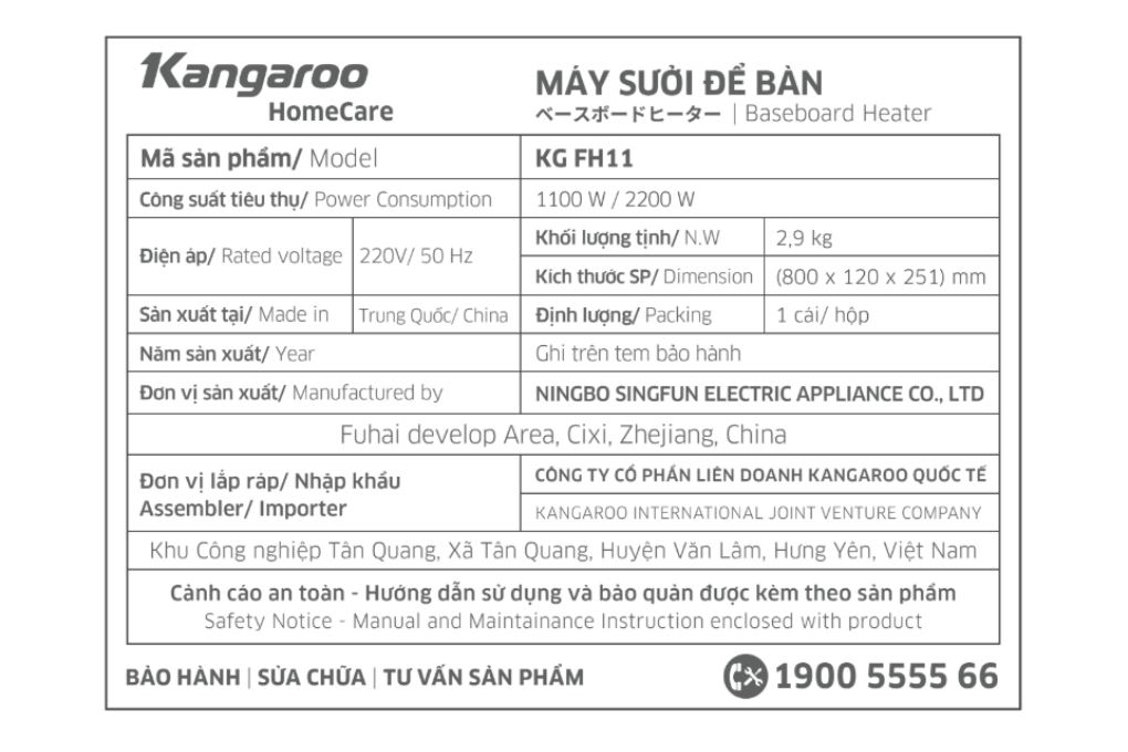Máy sưởi để bàn Kangaroo KGFH11 Màu Trắng