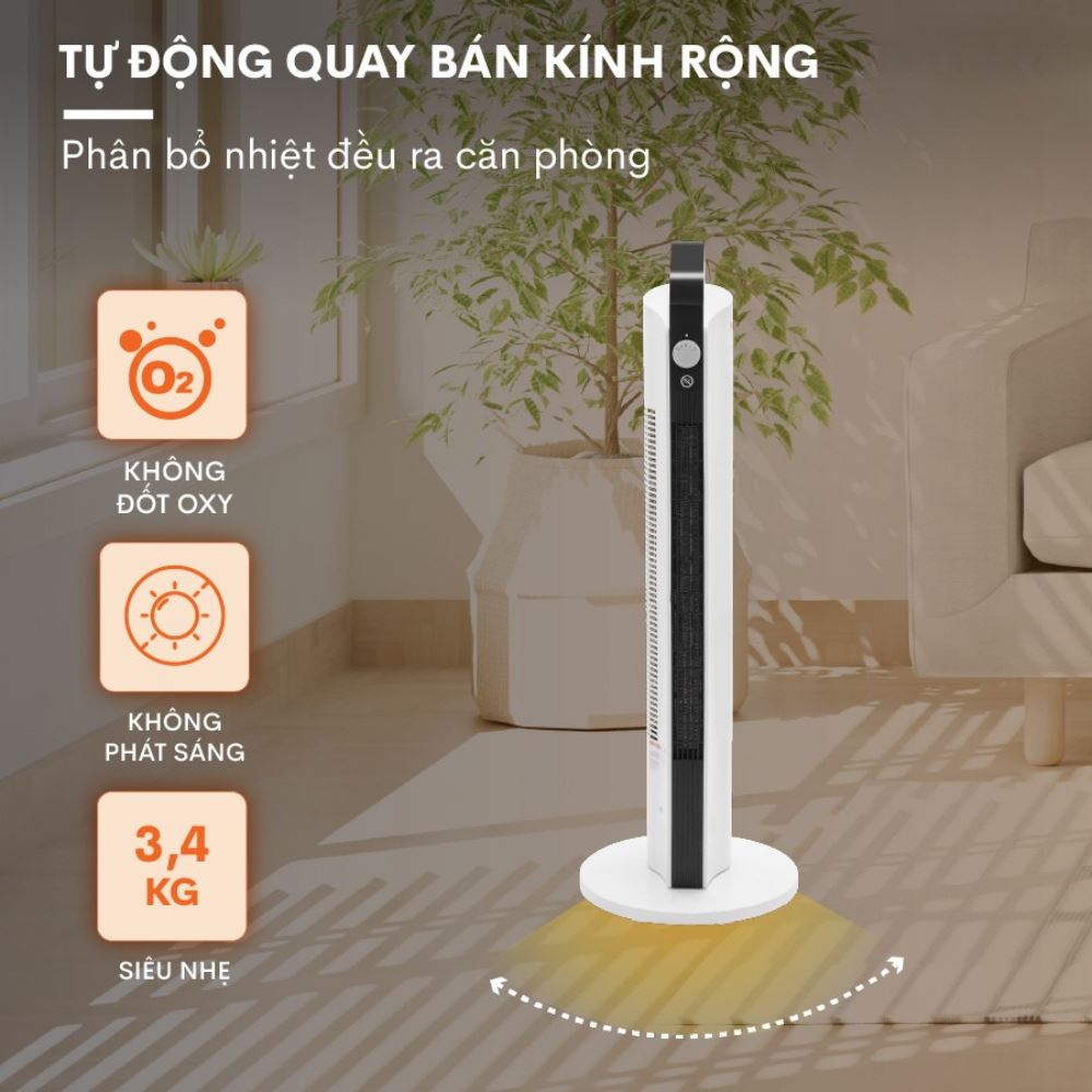 Quạt sưởi gốm ceramic FUJIHOME FH2000M Màu Trắng