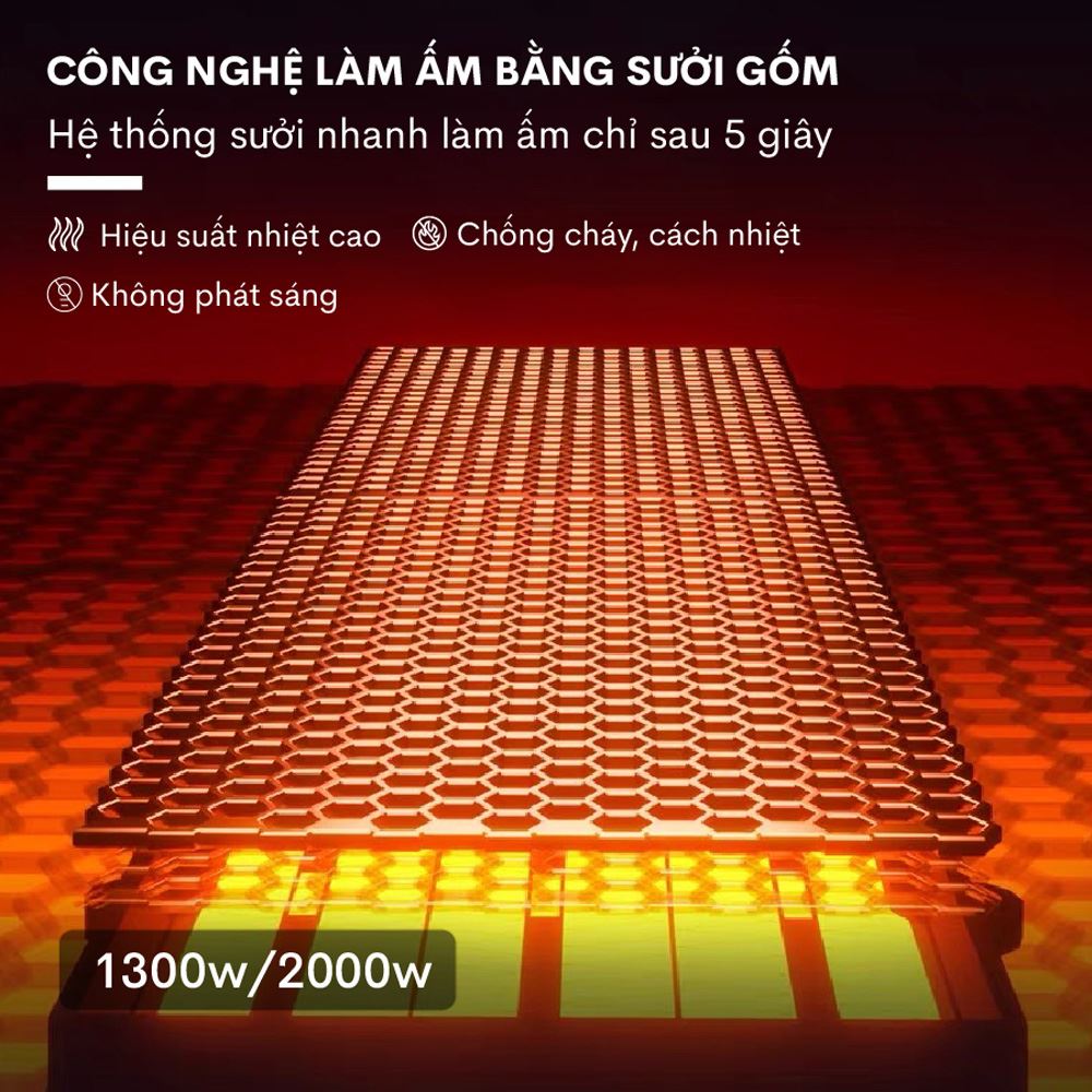Quạt sưởi gốm ceramic FUJIHOME FH2000M Màu Trắng