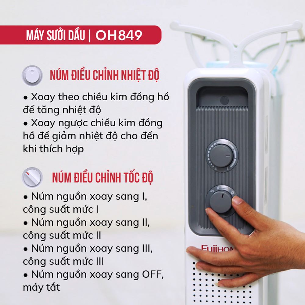 Nút điều khiển máy sưởi dầu FUJIHOME OH849 Nút điều khiển máy sưởi dầu FUJIHOME OH849