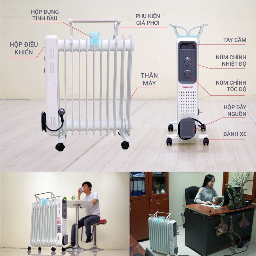 Máy sưởi dầu FUJIHOME OH8411 Màu Trắng