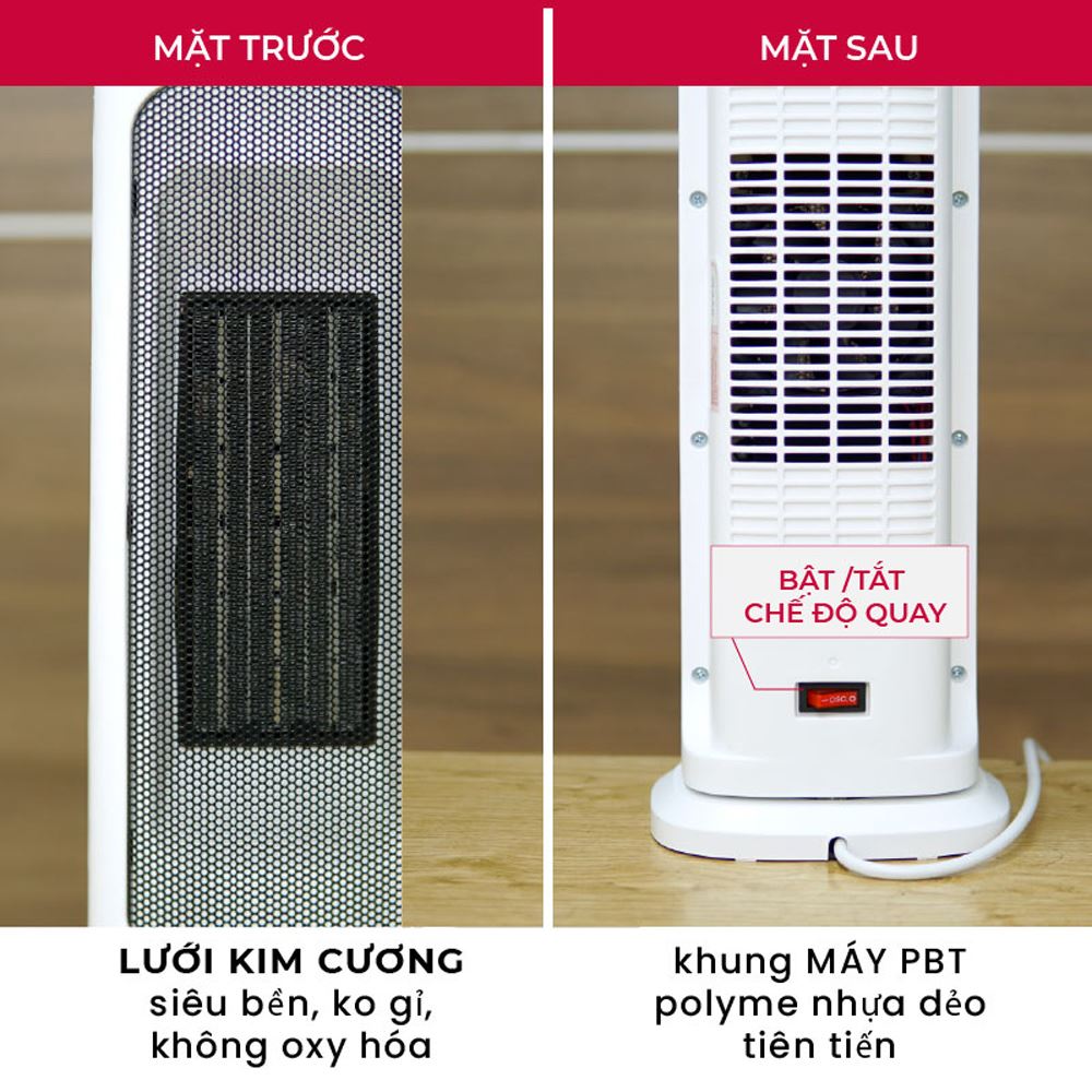 Quạt sưởi gốm FUJIHOME FH1000 Màu Trắng