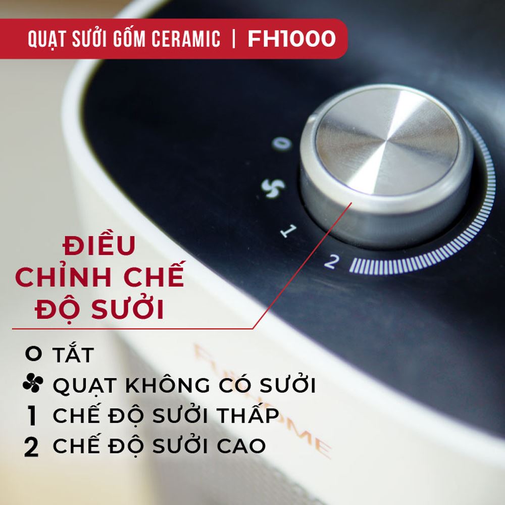 Quạt sưởi gốm FUJIHOME FH1000 Màu Trắng
