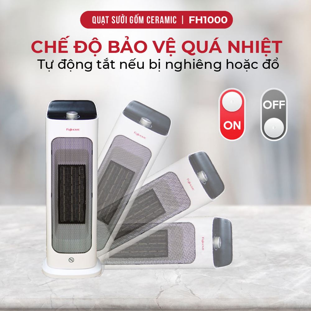 Quạt sưởi gốm FUJIHOME FH1000 Màu Trắng