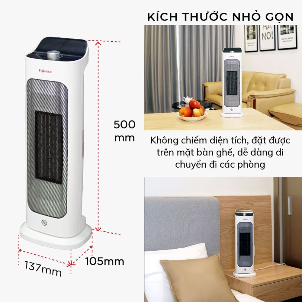 Quạt sưởi gốm FUJIHOME FH1000 Màu Trắng