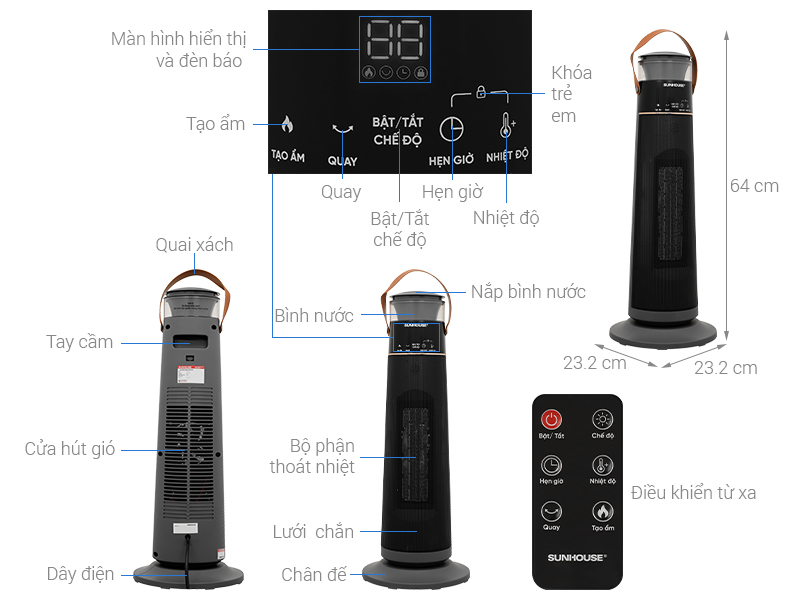 Quạt sưởi gốm Sunhouse SHD7061