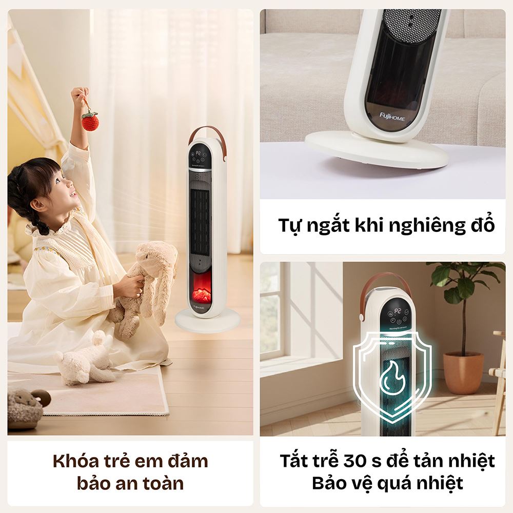 Quạt sưởi gốm FUJIHOME FH202 Màu Trắng