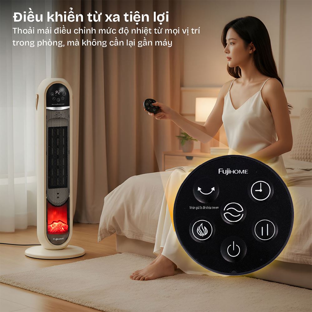 Quạt sưởi gốm FUJIHOME FH202 Màu Trắng