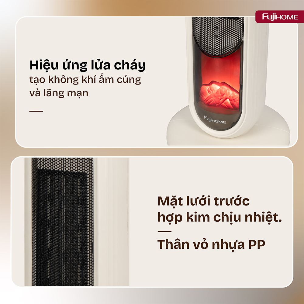 Quạt sưởi gốm FUJIHOME FH202 Màu Trắng