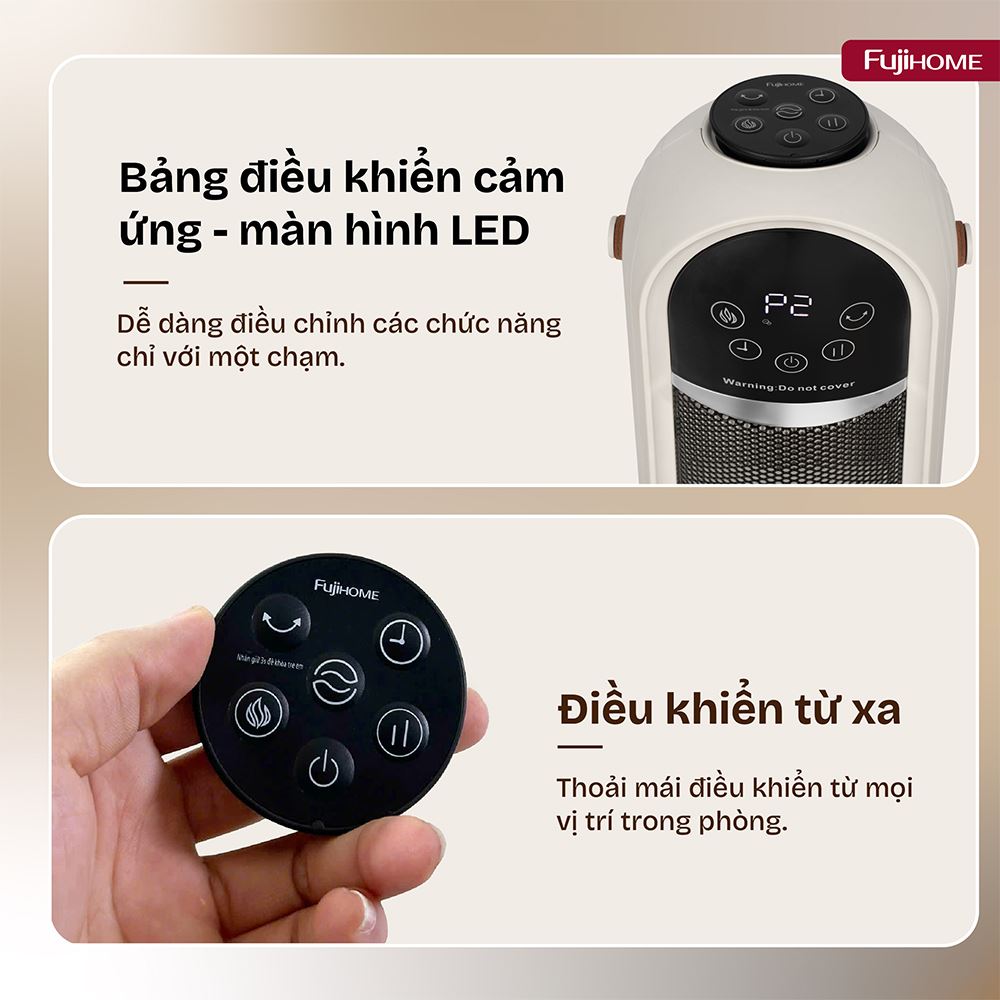Quạt sưởi gốm FUJIHOME FH202 Màu Trắng