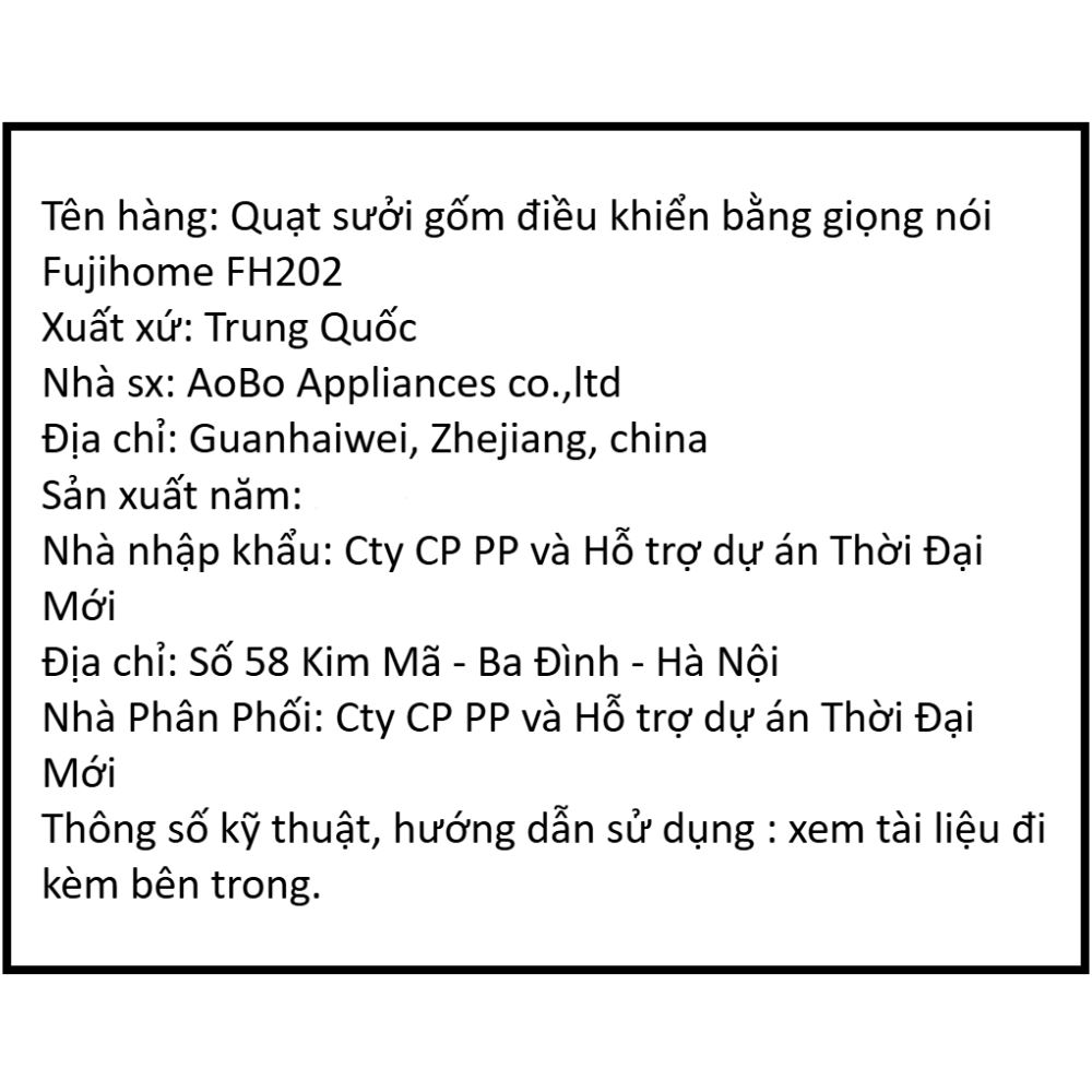 Quạt sưởi gốm FUJIHOME FH202 Màu Trắng
