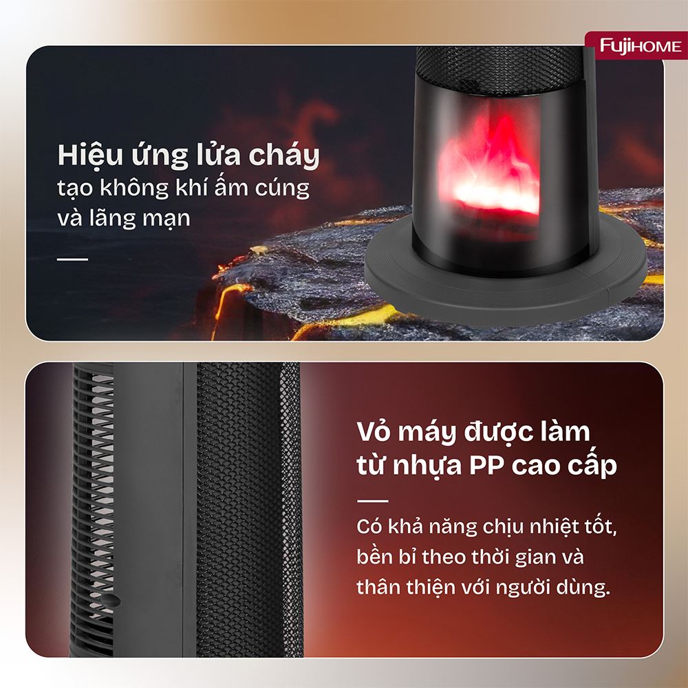 Quạt sưởi gốm FUJIHOME FH3303B Màu Đen