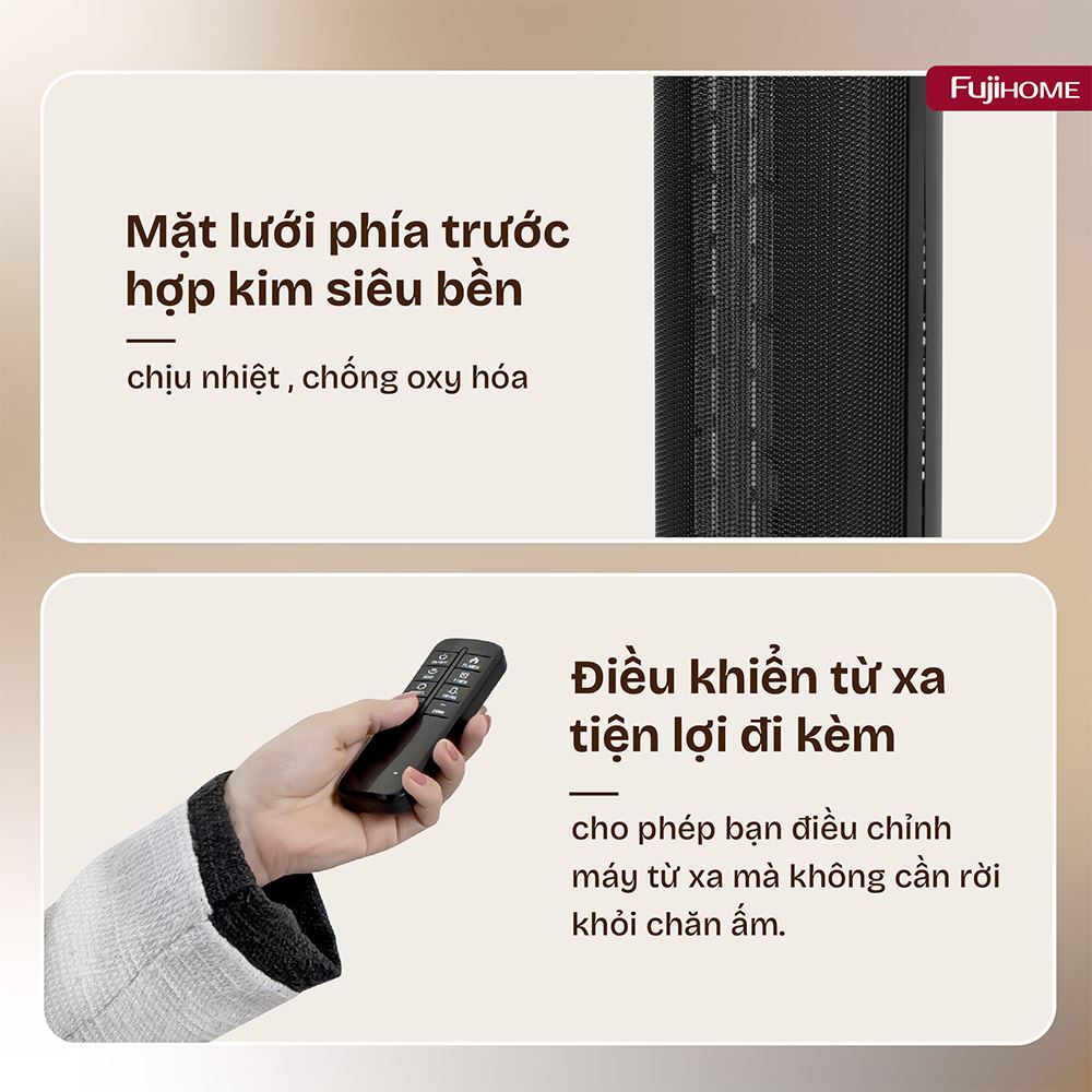 Quạt sưởi gốm FUJIHOME FH1950 Màu Đen