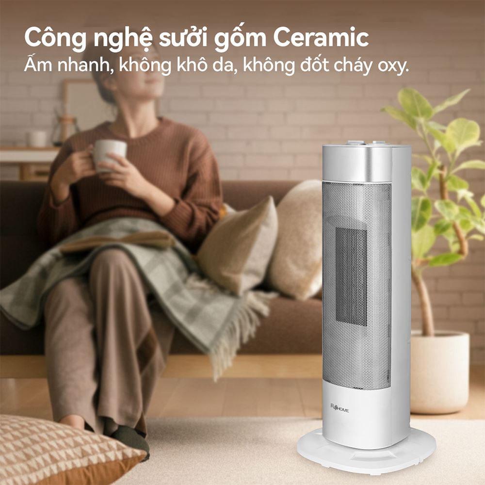 Quạt sưởi gốm FUJIHOME FH3100M Màu Trắng