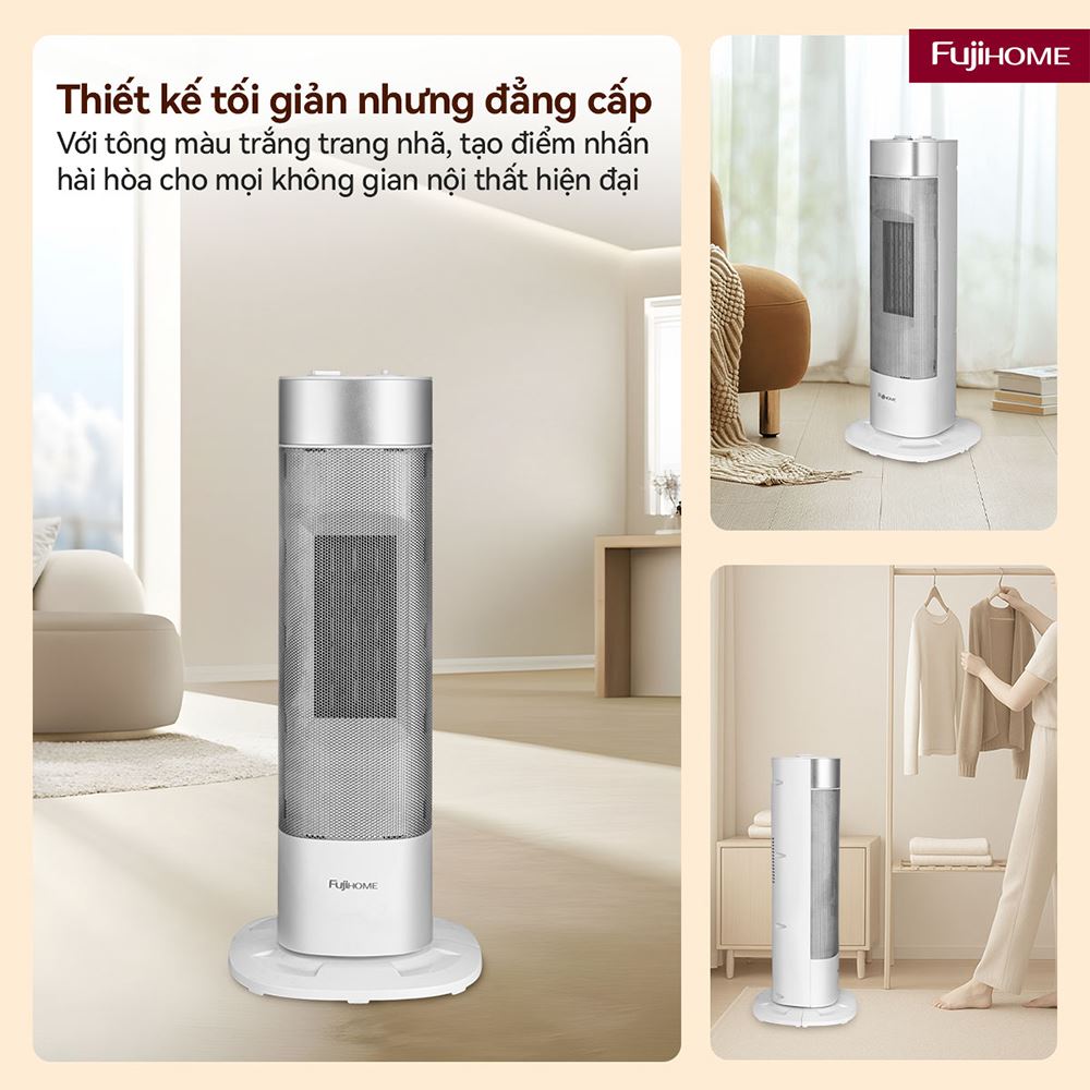 Quạt sưởi gốm FUJIHOME FH3100M Màu Trắng