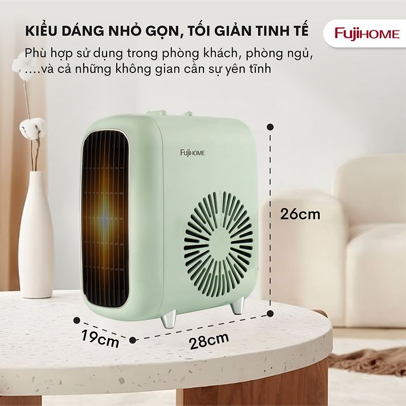 Quạt sưởi gốm FUJIHOME FH1200 Màu Xanh nhạt