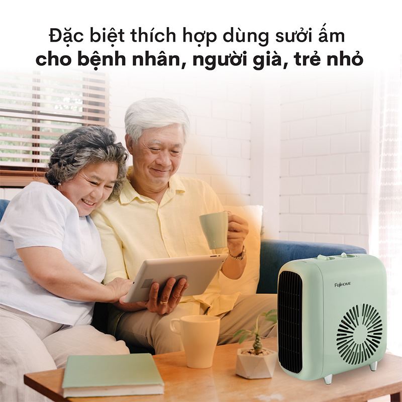 Quạt sưởi gốm FUJIHOME FH1200 Màu Xanh nhạt