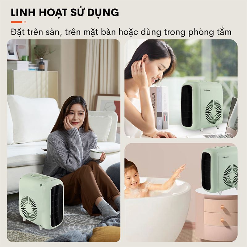 Quạt sưởi gốm FUJIHOME FH1200 Màu Xanh nhạt
