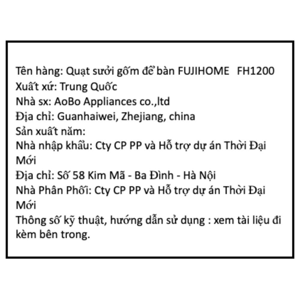Quạt sưởi gốm FUJIHOME FH1200 Màu Xanh nhạt