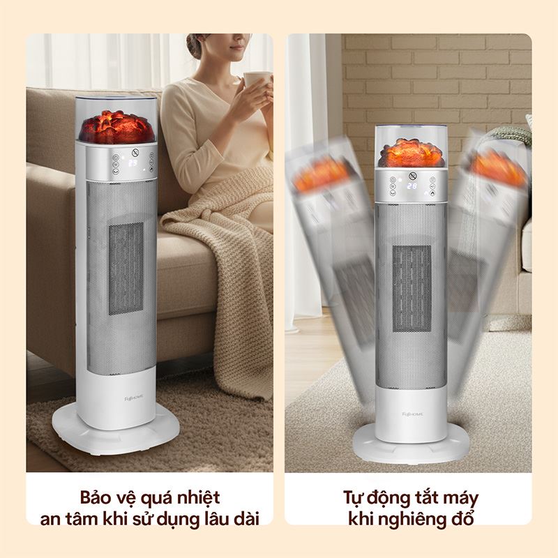 Quạt sưởi gốm FUJIHOME FH3100E Màu Trắng