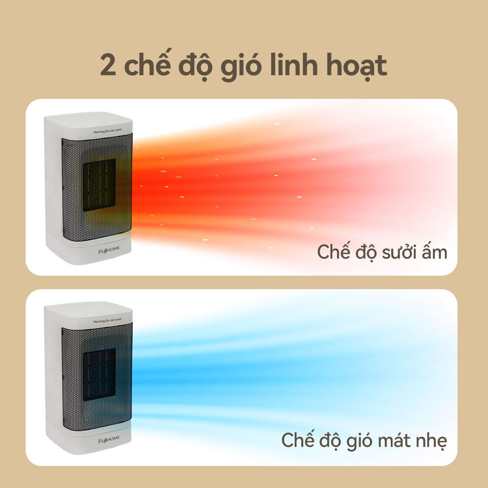 Quạt sưởi gốm FUJIHOME FH600 Màu Trắng