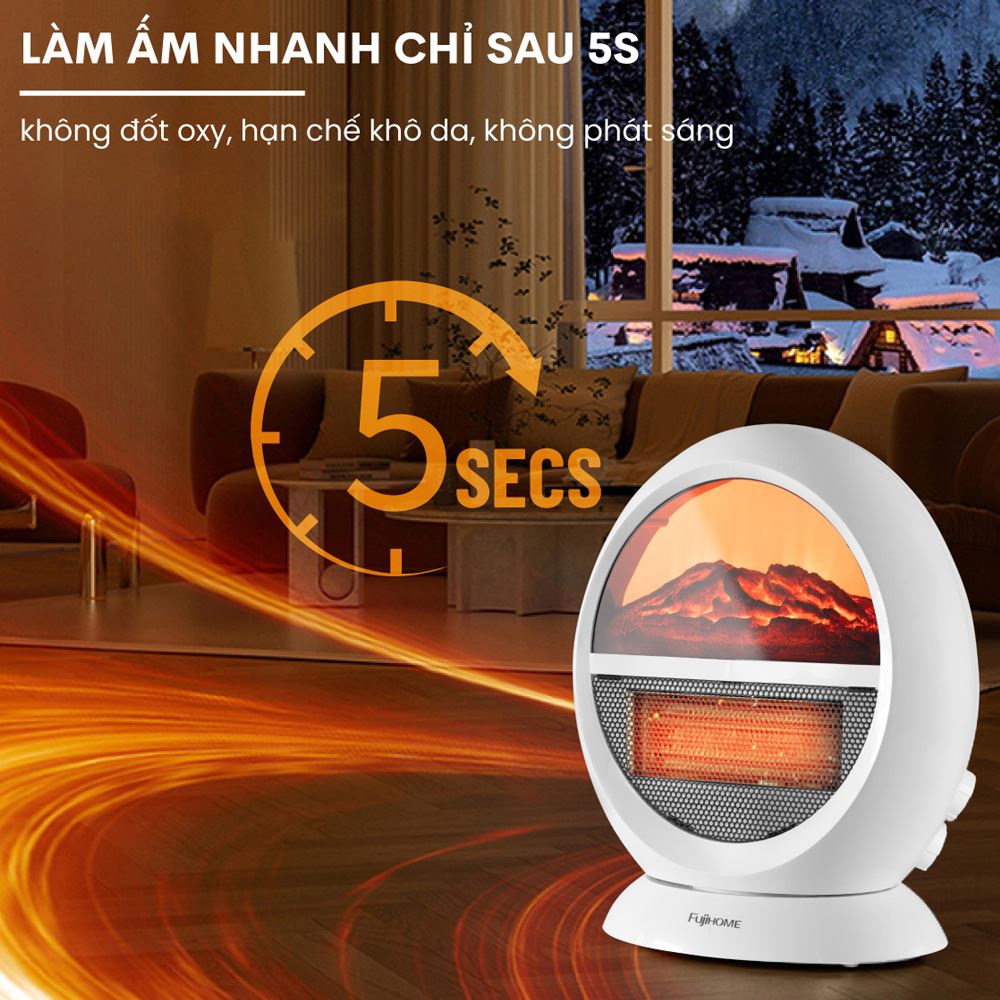 Quạt sưởi để bàn FUJIHOME FH09 Màu Trắng