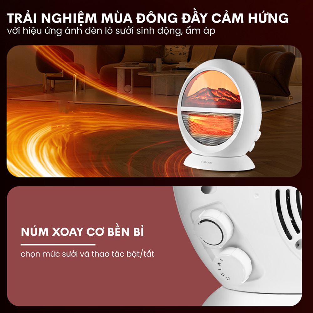 Quạt sưởi để bàn FUJIHOME FH09 Màu Trắng