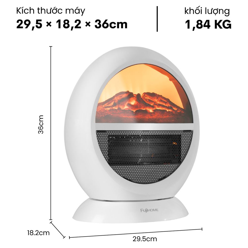 Quạt sưởi để bàn FUJIHOME FH09 Màu Trắng