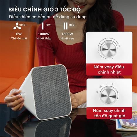 Quạt sưởi gốm FUJIHOME FH1100 Màu Trắng