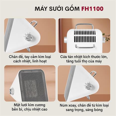Quạt sưởi gốm FUJIHOME FH1100 Màu Trắng