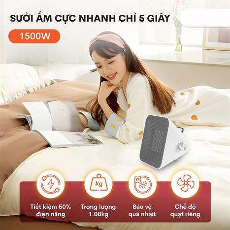 Quạt sưởi gốm FUJIHOME FH1100 Màu Trắng