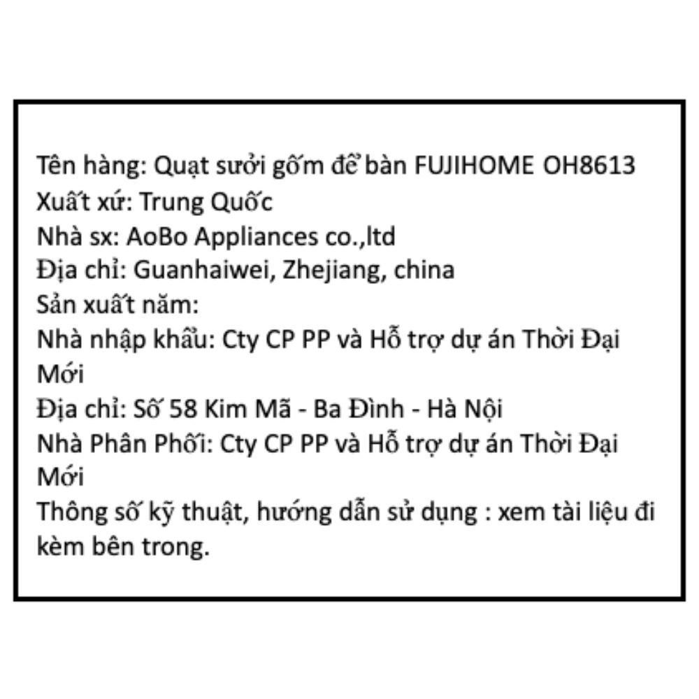 Máy sưởi dầu FUJIHOME OH8613 Màu Trắng
