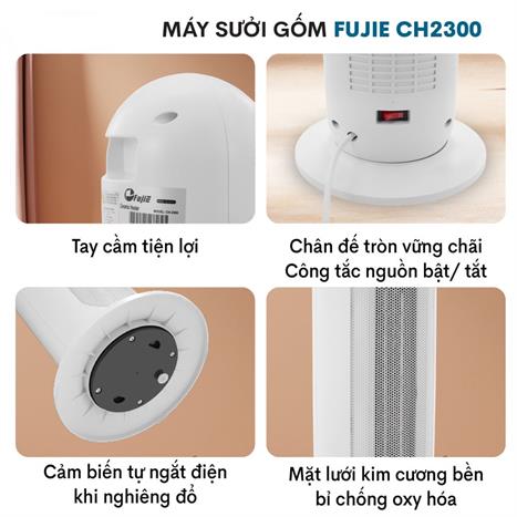 Quạt sưởi gốm FUJIE CH-2300 Màu Trắng