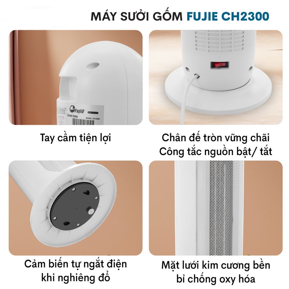 Quạt sưởi gốm FUJIE CH-2300 Màu Trắng