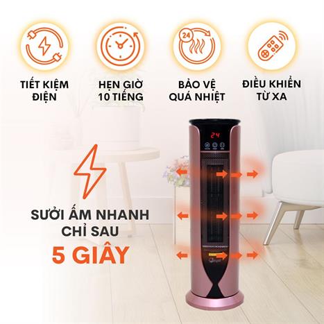 Quạt sưởi gốm FujiE CH-1600RM Màu Đen hồng