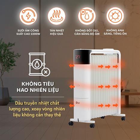Máy sưởi dầu FujiE OFR7813 Màu Trắng - Đen