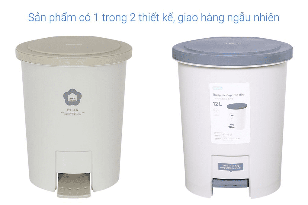 Thùng rác nhựa 12 lít Hiro Inochi HIN.RATR.0012 Màu Kem