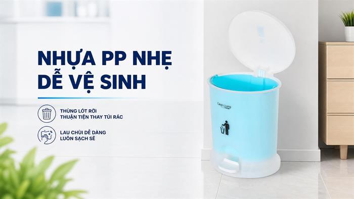 Thùng rác nhựa 12 lít Duy Tân Xanh dương Màu Xanh Dương