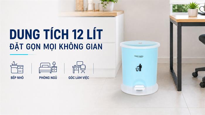 Thùng rác nhựa 12 lít Duy Tân Xanh dương Màu Xanh Dương