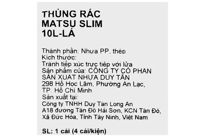 Thùng rác nhựa 10 lít Duy Tân Matsu Slim Màu Xanh lá