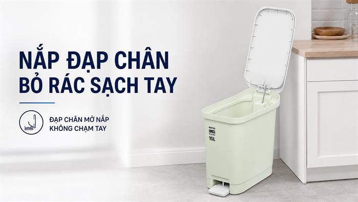 Thùng rác nhựa 10 lít Duy Tân Matsu Slim Màu Xanh lá
