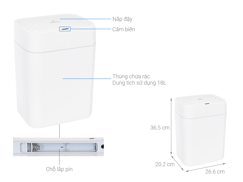 Thùng rác thông minh nhựa 18 lít Kalpen G2