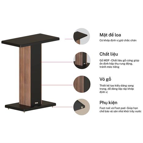 Chân loa 30kg 18x540x290mm KADMA KST70P Màu Nâu đậm