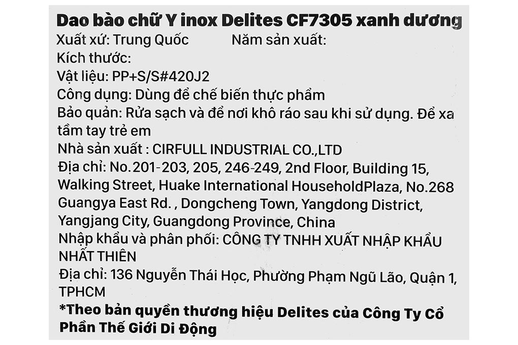 Dao bào chữ Y inox Delites CF7305 Màu Xanh Dương