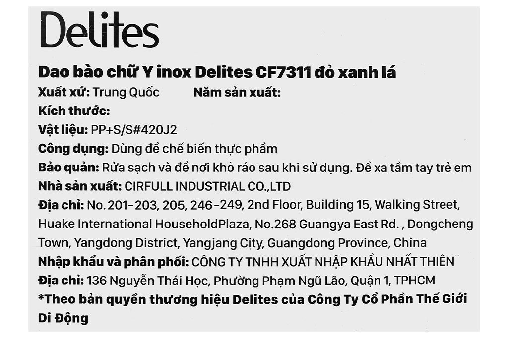 Dao bào chữ Y inox Delites CF7311 Màu Xanh